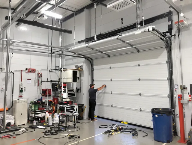 Hilton Head Island Garage Door Repair certified technician performing commercial door repair at a Hilton Head Island business facility