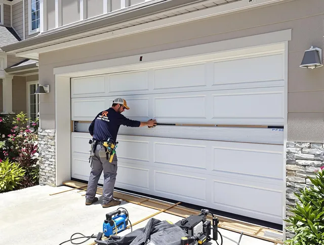Hilton Head Island Garage Door Repair team performing complete garage door replacement at Hilton Head Island residence