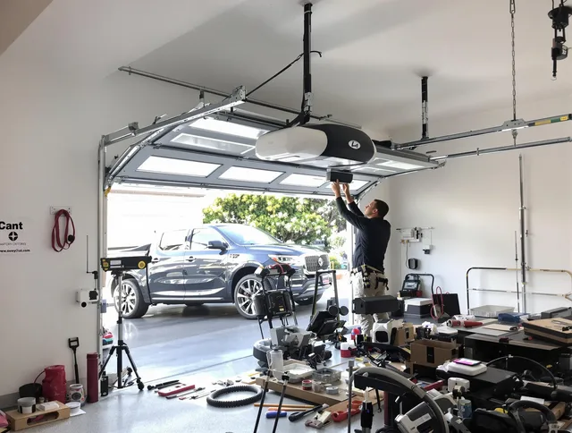 Hilton Head Island Garage Door Repair specialist installing smart garage door opener system in Hilton Head Island home