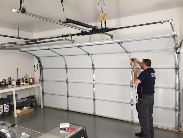 Hilton Head Island Garage Door Repair certified technician performing overhead door system repair in Hilton Head Island