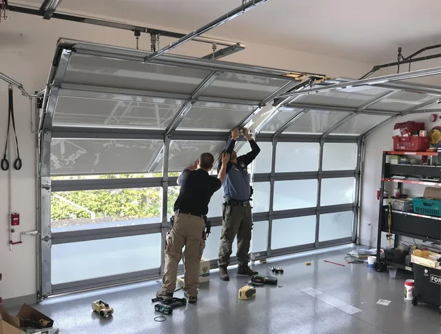 Hilton Head Island Garage Door Repair expert performing precise panel replacement on Hilton Head Island garage door